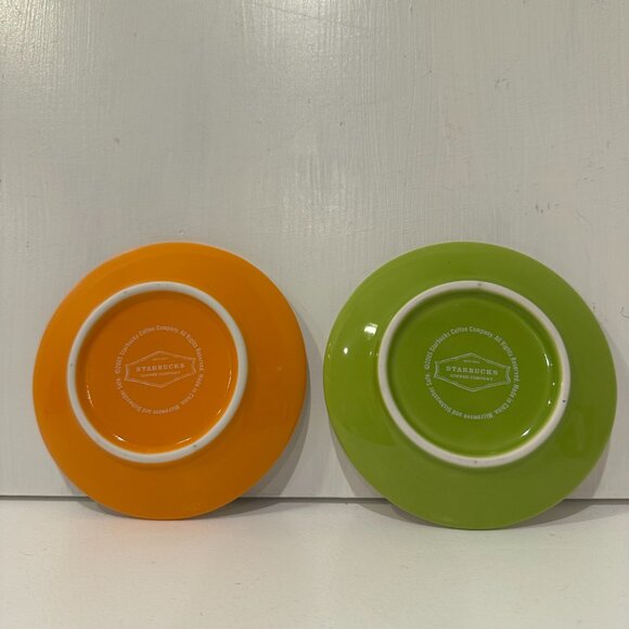 Starbucks Coffee Signature Green and Orange Espresso Cup And Saucer Set of 2 - Picture 4 of 4